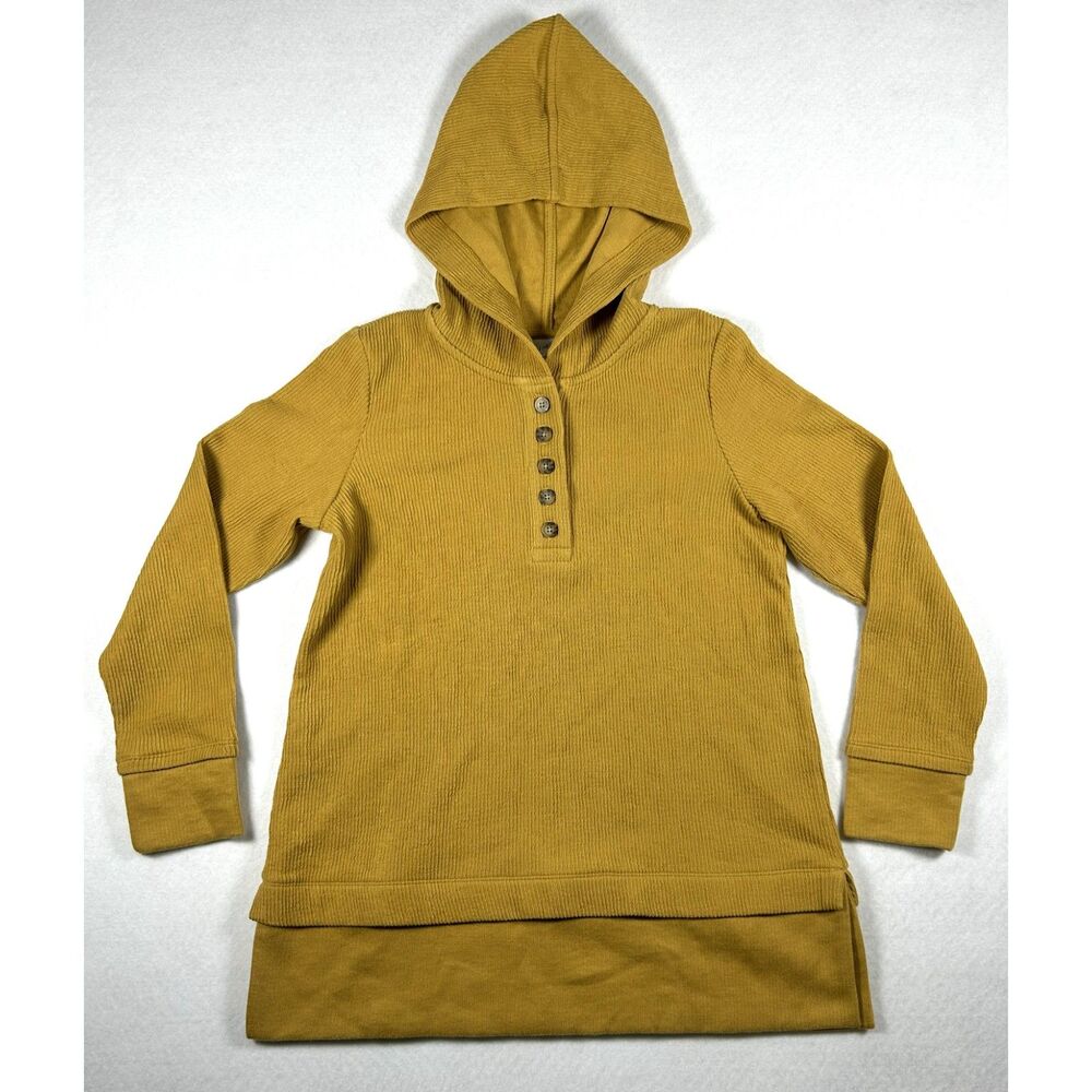 J. Jill Honeywell Textured Ribbed Henley Hoodie Tunic - Size XS (NWT)